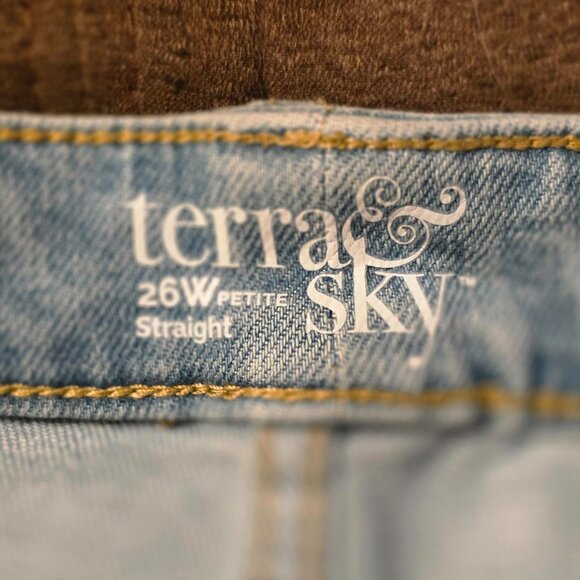 TERRA & SKY WOMENS JEANS PLUS SIZE 26W PETITE NWT STRAIGHT LEG - Picture 6 of 6